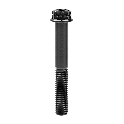 Image of Titanium Flange 12 Point Head M8 x15 20 25 30 35 40 45 50 55 60 65mm Screw Bolt Pack of 4 (M8x55mm, Black)