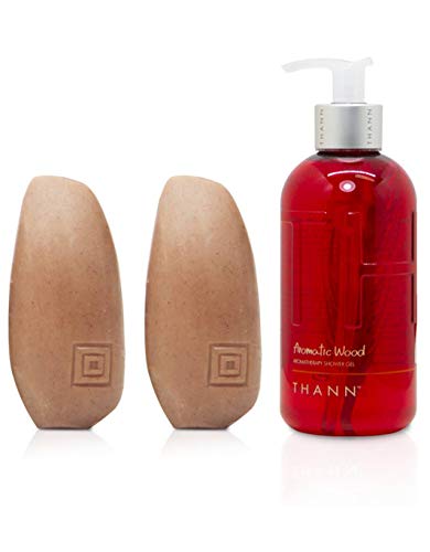 THANN Aromatic Wood Rice Grain Wash Bar and Aromatic Wood Aromatherapy Shower Gel - Set A.