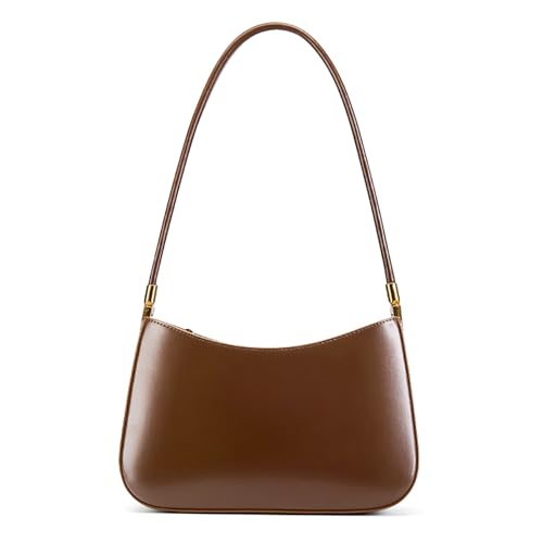 Image of MFFOR Genuine Leather Purses for Women, Shoulder Bag, Clutch Handbags | 9.8*2.3*6.2inch, Crescent bag, Underarm purse, Zipper closure, Solid color
