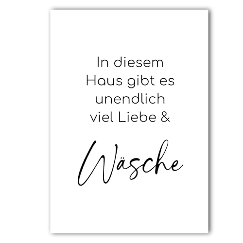 Poster Waschküche 20x30 cm | HWR Raum Haushalt | Badezimmer | lustig | Minimalistisch | schwarz weiß | Humor | Wandbild