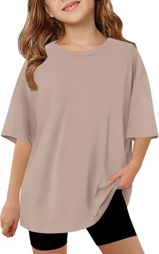 Image of ZDC Girls Short Sleeve T Shirts Kids Summer Oversized Tops Trendy Crewneck Basic Tees 5-14 Years