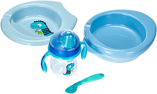 Chicco Coffret Repas - Lot de 2 Assiettes pour Bébé dont 1 pour Aliments Chauds, et 1 pour Aliments Faciles à Manger, plus une Tasse d'Apprentissage et une...