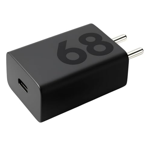 Image of Techbown 68W USB-C Fast Charging Adapter Compatible with Edge 60 Pro, Razr 50 Ultra, Razr 60, Moto G85, G84, G54, G35, G45, E40, ThinkPhone 25 | GaN Technology | 1M C to C Cable - Black