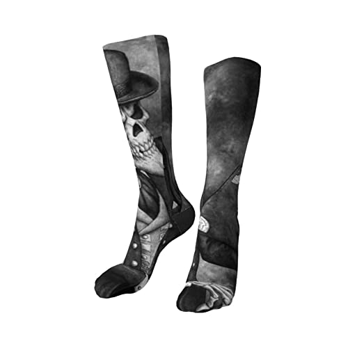 zsst Calcetines para mujeres hombres muerte cráneo caballero libros calcetines de alta rodilla casual calcetines de compresión