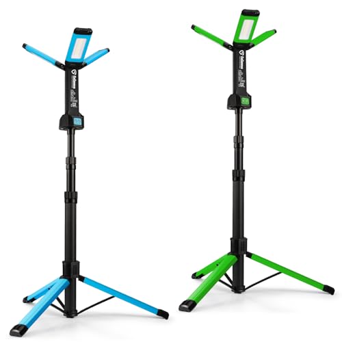 GoGonova Rechargeable Work Lights with Stand, Cordless Work Light with Triple LED Lamps, 8AH Battery, 700/1200/2200 Lumen, 4000/6500K Dimmable Led Work Light Kit with Detachable Tripod