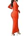 Nimsruc Women Sexy Bodycon Maxi Dress Casual Long Sleeve Mid Neck Long Dresses Sundress Orange XL