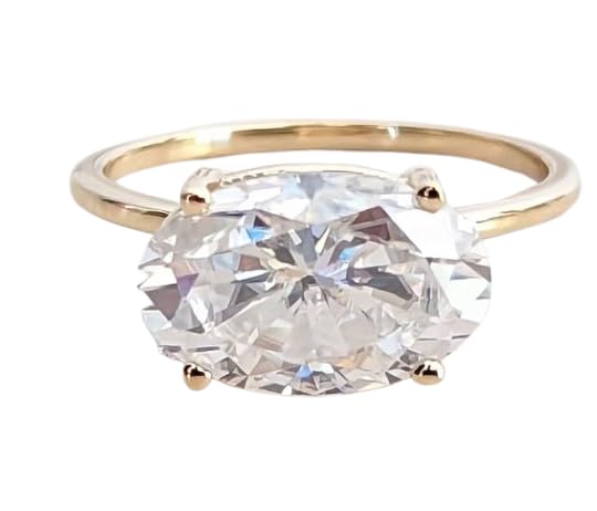 4 Ct Oval Cut diamond Solitaire Engagement Ring, 14k Gold Plated East To West Wedding Ring,Handmade Ring, wedding Ring.Oval Engagement Ring,Gifted for hers,size 3-12 (USA)