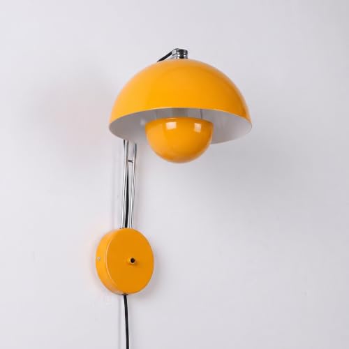 Image of Mid-Century Modern Bud Plug in Wall Sconces for Bedroom, Melon Yellow