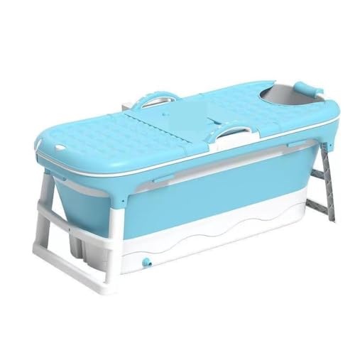 Suitable Bañera plegable de PP para adultos: bañera elevada, remojo al vapor y masaje, bañera doméstica 2 en 1 (azul, 130 cm)