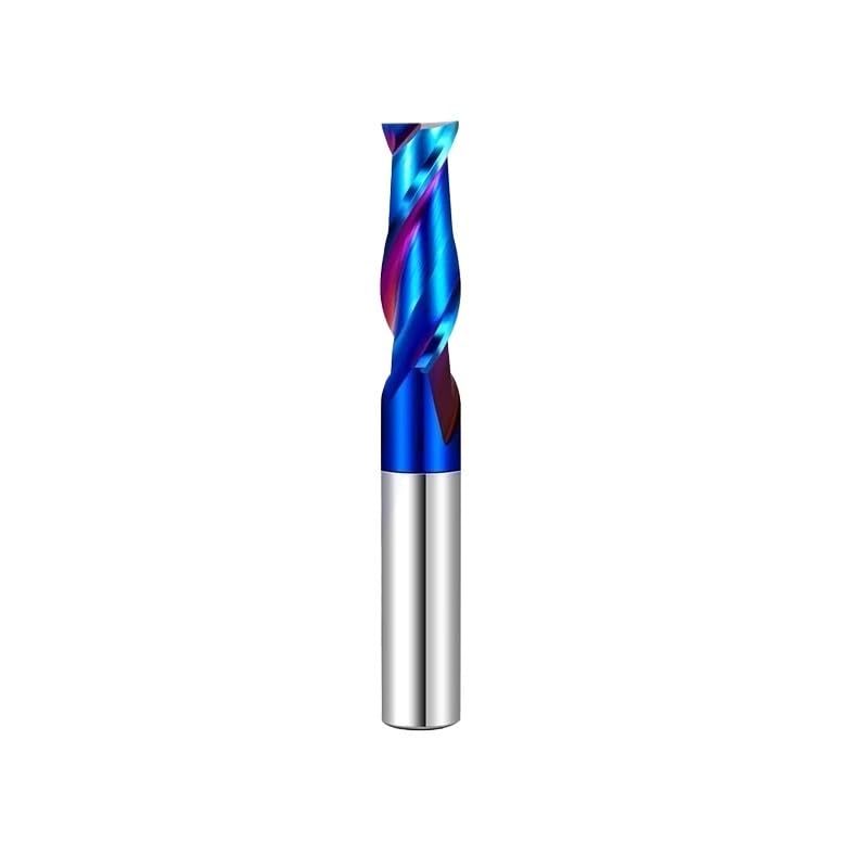 1 szt. HRC65 płaski frez z węglików spiekanych 6mm trzonek Nano powlekany na niebiesko 2 ostrza spiralny narzędzie CNC(10x25Cx10Dx75L)