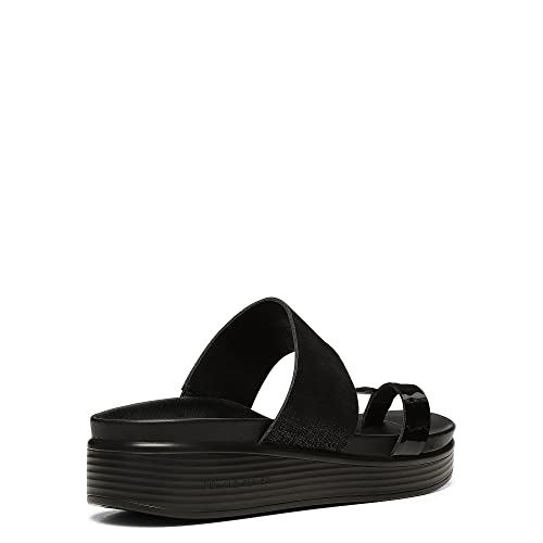 Donald Pliner Women's Farris Distressed Metallic Wedge Sandal, Black, 9.52