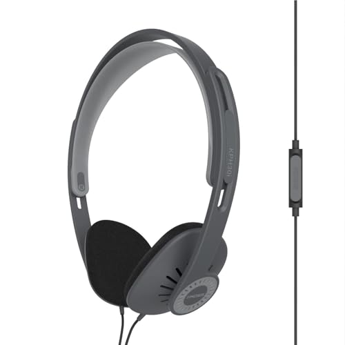 Koss KPH30i Auriculares con Cable y Micrófono, Cascos de Diadema Abiertos, Headphones On Ear, Mando Control en el Cable para Llamadas, Ajustable, Jack de 3,5 mm, Negro