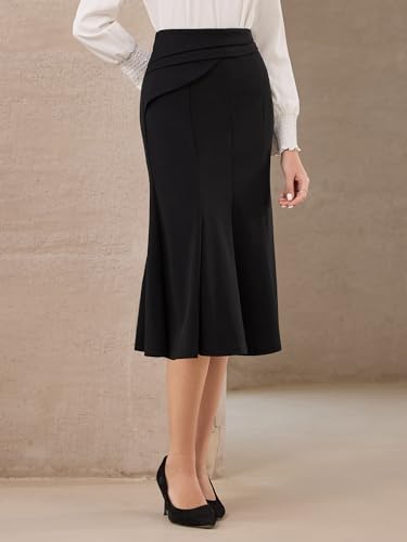 Women's Midi Mermaid Skirt Work High Elastic Waisted Fishtails Skirts4