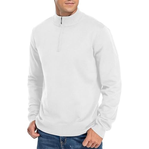 Men's Solid Color Half Zipper Knitted Pullover V-Neck Warm Simple Bright Color Wool Knitted Sweater2