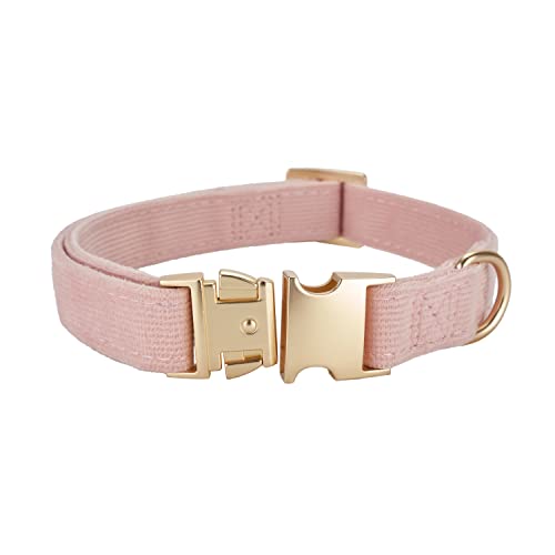YUDOTE Ultraweiches Hundehalsband natürliche Baumwolle Cord für Kleine Hunde mit empfindlicher Haut,Staubiges Rosa