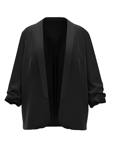 PIECES Damen Pcbosella 3/4 Noos Qx Blazer, Schwarz, 52 Große Größen EU