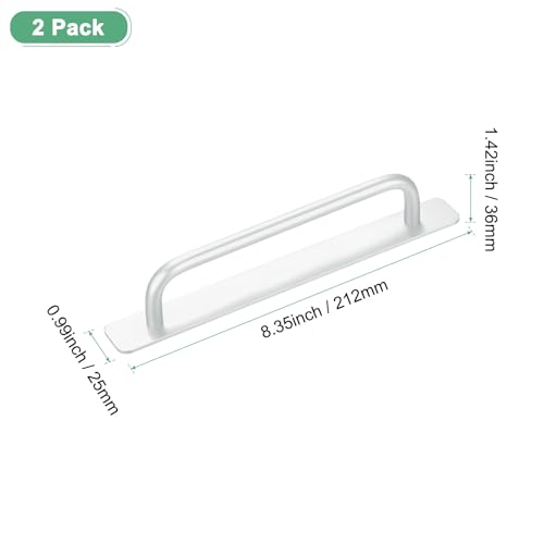 Image of M METERXITY 2-Pack Self Stick Barn Door Handles, 8.35Inch /212mm Length Aluminium Alloy Gate Handle with Double Sided Tape for Bathroom /Wardrobe /Closet, Sliding Door Handle with Plate [Silver]