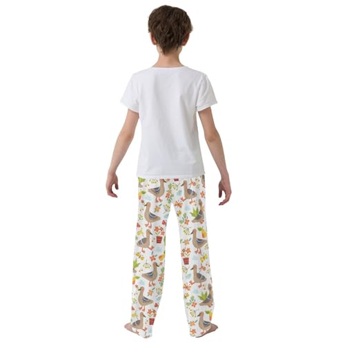 Duck Butterfly Boys Long Pants Soft Trousers Elastic Waist Kids Lounge Bottoms with Pockets S-XL3