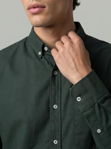 Image of Urbano Fashion Men's Cotton Full Sleeve Regular Fit Solid Oxford Shirt with Button-Down Collar