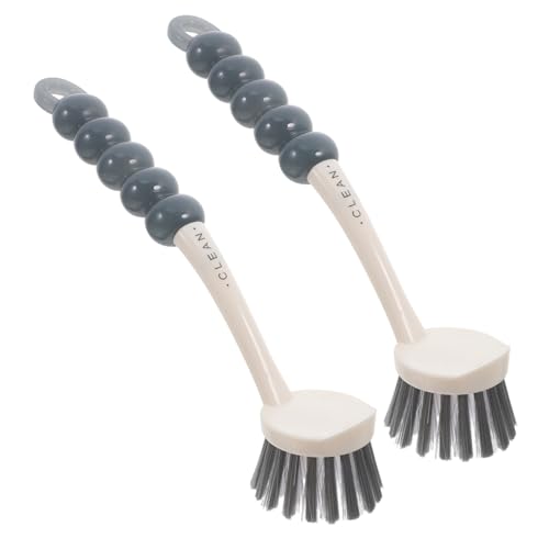 LALADEFIEE 2Pc Long Handle Cleaning Brush for Dishes Pots and Kitchenware Sturdy Plastic Bristles for Scrubbing Design Multi Functional Kitchen