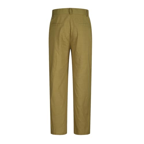 Mens Casual Linen Pants Double Pleated Front Business Trousers Lightweight Straight Leg Cozy Lounge Pants with Pocket3