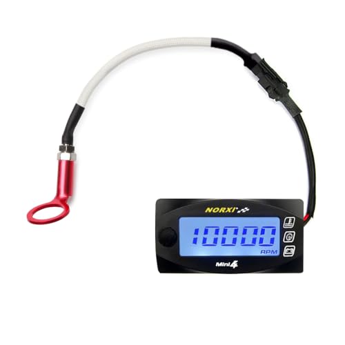Medidor multifunción 4 en 1 para motocicleta Mini 4 metros (tacómetro RPM+temperatura de la culata del cilindro+voltímetro+reloj) 4 en 1 multímetro digital de calibre multifuncional (14mm)