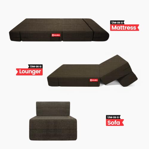 Image of CELLBELL Comfy Sofa Cum Bed 4x6 Feet | Foldable Dual Use Couch Bed with Soft Cushions, Washable Fabric Cover & Sturdy Frame | Space Saving Modern Design for Living Room, Bedroom & Guest Use (Grey)