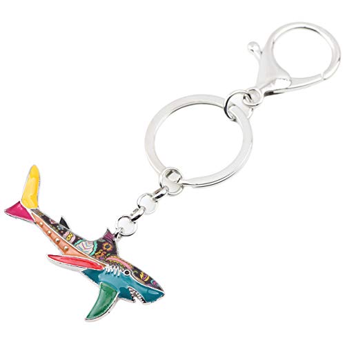 WEVENI Enamel Alloy Shark Key Chain Ring Handbag Bag Charm Keychain Fashion Ocean Fish Jewelry for Women Bag Charm Gifts (Multicolor)3