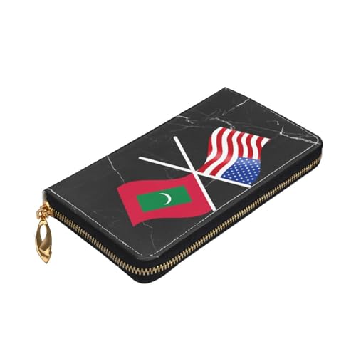 American And Maldives Flag Wallet Card Bag4