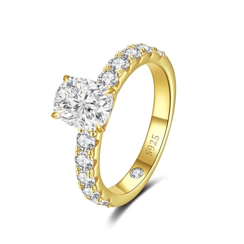 3CT Moissanite Engagement Rings for Women, 925 Sterling Silver Elongated Cushion Cut Ring with Cubic Zirconia, Classic Promise Anniversary Wedding Bands Mothers Day Gifts Size 5-92