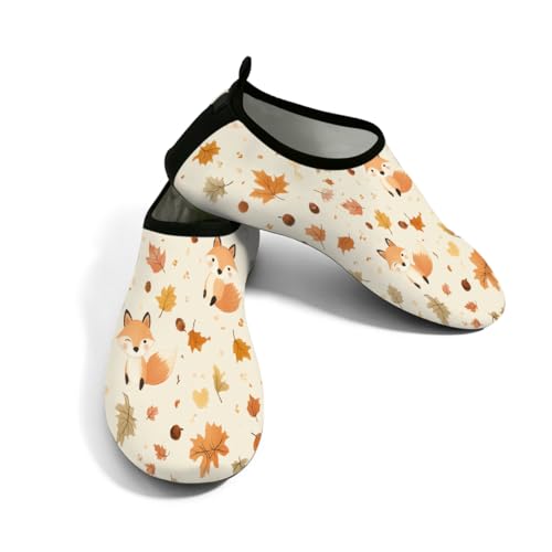 Zapatos de agua para mujer y hombre, diseño de hoja de arce de otoño, zapatos de playa, calcetines de natación de secado rápido, Otoño hoja de arce pequeño zorro, 42/42.5 EU
