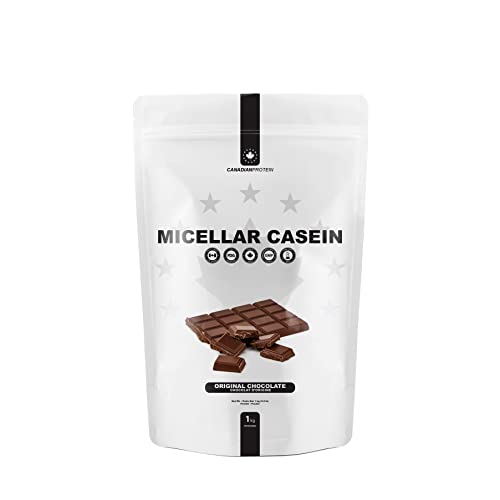 Canadian Protein Micellar Casein 25.5g of Protein | 1 kg of Original Chocolate Flavoured Overnight Muscle Recovery Drink | Slow Absorbing Protein Powder with Muscle Building Amino Acids