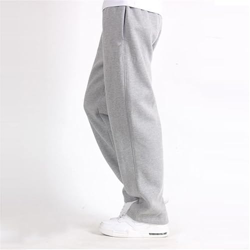 Men's Baggy Sweatpants Fleece Straight Leg Casual Pants, Athletic Workout Jogger Sweat Pants Elastic Waist Fall Winter3