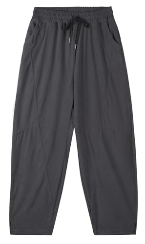 CLANMILUMS Men's Casual Elastic Waist Corduroy Pants Drawstring Loose Fit Pants (40, Dark Grey)3