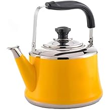 Teapot, Small Tea Kettle, Yellow Teakettle for Stove Top, 2 Liter Stainless Steel Tea Pot, Stovetop Whistling Teapot with Ergonomic Handle