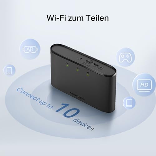 Mercusys Mobiler WLAN Router MT110, tragbares WLAN für unterwegs ohne Vertrag, 4G LTE 150 Mbps, Verbindung...