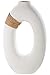 Produktbild GILDE große Deko Vase - Moderne Vase aus Keramik mit Bast - Frühlingsdeko Wohnzimmer - Farbe: weiß - sandig - Höhe 41 cm
