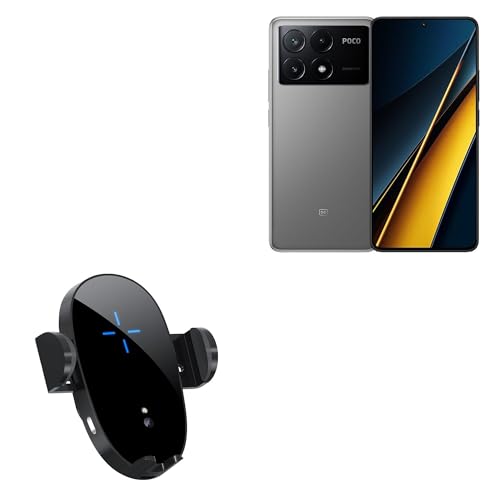 BoxWave Car Charger Compatible with Xiaomi Poco X6 Pro - Wireless Charging Auto Mount (15W), Qi Wireless Car Charger Stand Mount Air Vent - Black