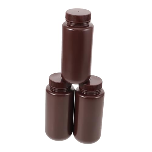 VILLFUL 3pcs Bottle for Reagent Pp Pill Bottle Empty Bottles Brown Sample Bottles