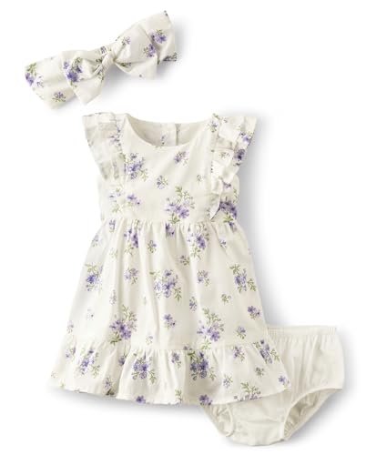 Gymboree Baby Girls' and Newborn Dress with Diaper Cover and Headband, 3 Piece Outfit