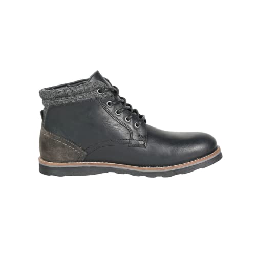Crevo Geoff Non-slip Chukka Boots - Men's Black Leather & Wool Ankle-High Casual Lace-Up Boots for Everyday Wear & Motorcycle Riding3