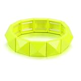 Xanight Gothic Square Pyramid Rivets Spike Elastic Bangle Bracelets,Hip Hop Party Rock Boho Women Wristband,Fashion Stretch Punk Jewelry Neon Colors Optional (Neon Yellow)