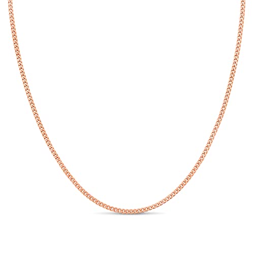 KEZEF Sterling Silver 1.8mm Cuban Curb Chain in Silver, Gold & Rose Gold over Silver Made in Italy