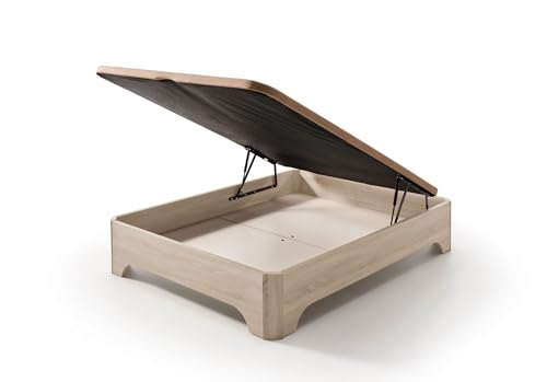 Matris - Canapé Abatible Elevado con Patas Elegance, Arcón Gran Capacidad, Base Transpirable 3D, Apertura Hidráulica, Estructura Reforzada, Varios Tamaños y Colores - con Montaje