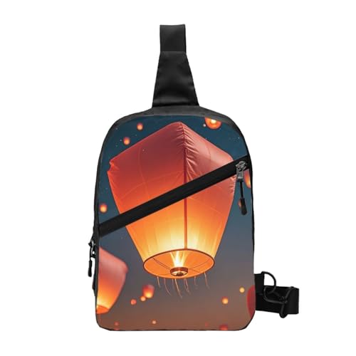 Chinese Flying Lanterns Print Men's and Women's Foldable Crossbody Bag,Sports Crossbody Bags,and Daily Chest Bags