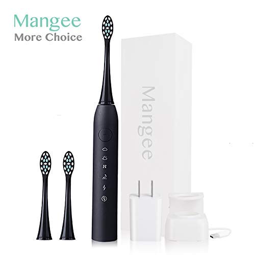Sonic Electric Toothbrush 40000 Vibrations Deep Clean As Dentist Rechargeable Toothbrush Smart Timer 6 Brushing Modes 4 Replacement Heads with Travel Case IPX7 Waterproof for Shower (Black）