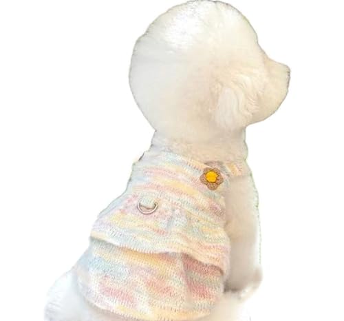 ISUPY ペットのドレス お姫様 スカート 春秋冬 ワンピース 可愛い ペットウェア ドッグウェア ニットセーター 袖なし 防寒 保温 猫服 結婚式 お祝い 記念パーティー 小中型犬 プレゼント (S,マルチカラー)