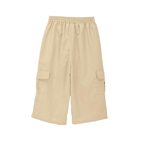Baggy Cargo Pants for Boys Straight Elastic Waisted Cropped Pants，Casual School Streetwear Daily Wear Trousers4