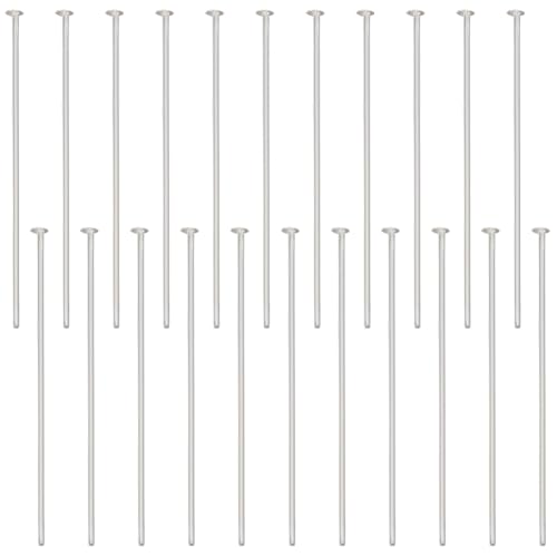 Beebeecraft 1 Box 40Pcs 25mm Head Pins Sterling Silver Flat Eye Quilting Satin Straight Pins for Sewing Dressmaker Jewelry Making DIY Craft Head 1.5mm