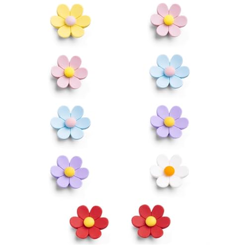 Image of K.K. VillA Beautiful 3D Flower Fridge Magnets for Home & Office | Strong Decorative Magnets for Refrigerator, Locker, Whiteboard & Kitchen Use | Multicolour Floral Design (Pack of 10, Small)